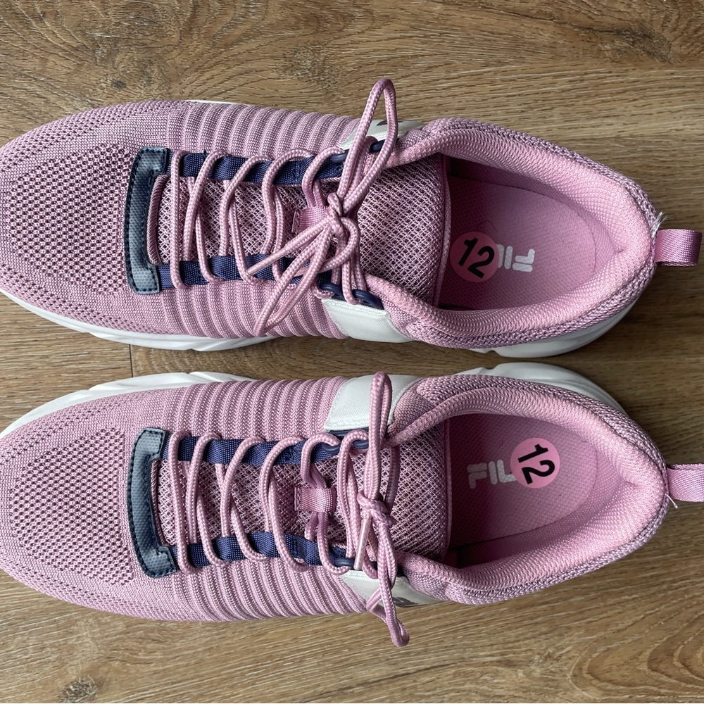 Fila Women's Pink Knit Lace-Up Athletic Sneakers-worn once